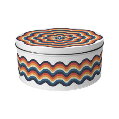Purely Home Retro Waves Large Cake TinColourful Rainbow Kitchen GiftsRound Metal Storage Container For Baking 23 X 10Cm from B&Q