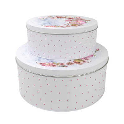 Pink Blossoms Cake Tins Set - Pretty Floral Kitchen Storage Gifts for Her - Image 4