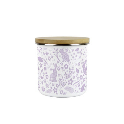Purely Home Wild Rabbits CanisterLilac Wildlife & Animals Kitchen GiftsMedium Metal/enamel Storage Container 600Ml from B&Q
