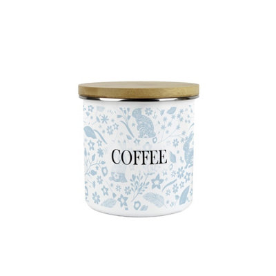 Purely Home Wild Rabbits Coffee CanisterBlue Wildlife & Animals Kitchen GiftsMedium Metal/enamel Storage Container 600Ml from B&Q
