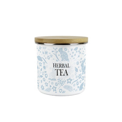 Purely Home Wild Rabbits Herbal Tea CanisterBlue Wildlife & Animals Kitchen GiftsMedium Metal/enamel Storage Container 600Ml from B&Q