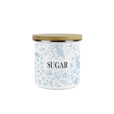 Purely Home Wild Rabbits Sugar CanisterBlue Wildlife & Animals Kitchen GiftsMedium Metal/enamel Storage Container 600Ml from B&Q
