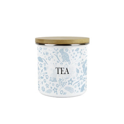 Purely Home Wild Rabbits Tea CanisterBlue Wildlife & Animals Kitchen GiftsMedium Metal/enamel Storage Container 600Ml from B&Q
