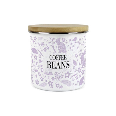 Purely Home Wild Rabbits Coffee Beans CanisterLilac Wildlife & Foliage Homewares Gifts1.2L Enamel Hot Drinks Kitchen Storage Container from B&Q