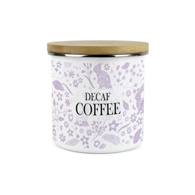 Purely Home Wild Rabbits Decaf Coffee CanisterLilac Wildlife & Foliage Homewares Gifts1.2L Enamel Hot Drinks Kitchen Storage Container from B&Q