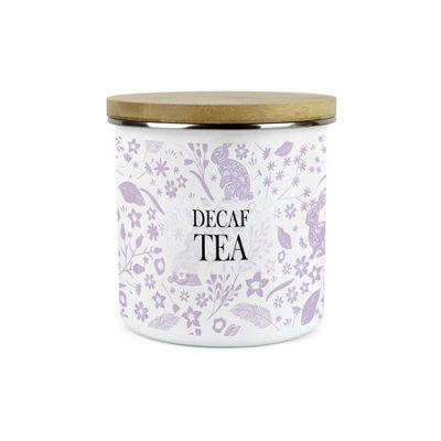 Purely Home Wild Rabbits Decaf Tea CanisterLilac Wildlife & Foliage Homewares Gifts1.2L Enamel Hot Drinks/food Kitchen Storage Container from B&Q