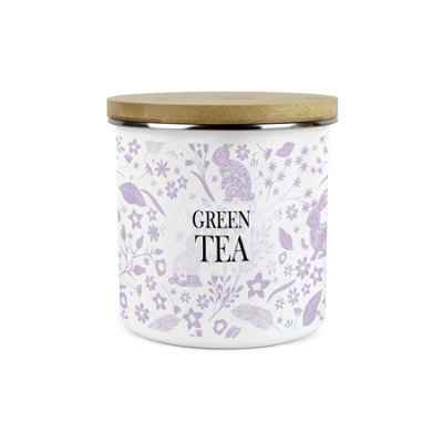 Purely Home Wild Rabbits Green Tea CanisterLilac Wildlife & Foliage Homewares Gifts1.2L Enamel Hot Drinks/food Kitchen Storage Container from B&Q