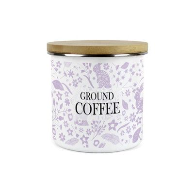 Purely Home Wild Rabbits Ground Coffee CanisterLilac Wildlife & Foliage Homewares Gifts1.2L Enamel Hot Drinks Kitchen Storage Container from B&Q