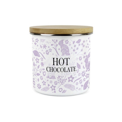 Purely Home Wild Rabbits Hot Chocolate CanisterLilac Wildlife & Foliage Homewares Gifts1.2L Enamel Hot Drinks Kitchen Storage Container from B&Q