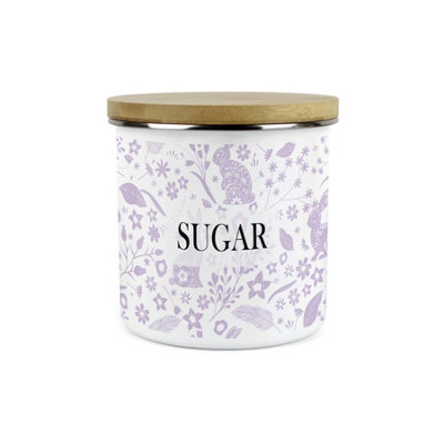 Purely Home Wild Rabbits Sugar CanisterLilac Wildlife & Foliage Homewares Gifts1.2L Enamel Hot Drinks/food Kitchen Storage Container from B&Q