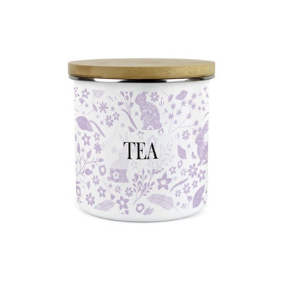 Purely Home Wild Rabbits Tea CanisterLilac Wildlife & Foliage Homewares Gifts1.2L Enamel Hot Drinks/food Kitchen Storage Container from B&Q