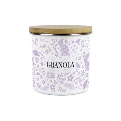 Purely Home Wild Rabbits Granola CanisterLilac Wildlife & Foliage Homewares Gifts1.2L Enamel Food Storage Kitchen Container from B&Q