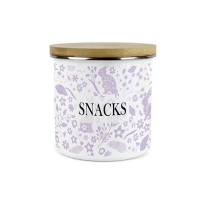 Purely Home Wild Rabbits Small Snacks CanisterLilac Wildlife & Foliage Homewares Gifts1.2L Enamel Food Storage Kitchen Container from B&Q