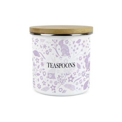 Purely Home Wild Rabbits Teaspoons CanisterLilac Wildlife & Foliage Homewares Gifts1.2L Enamel Kitchen Cutlery Storage Container from B&Q