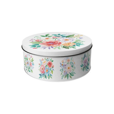 Floral Bouquet Small Cake Tin - Round Kitchen Storage Container Gift - Image 3