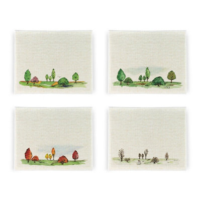 Purely Home Watercolour Seasons Placemat SetHome & Kitchen Décor Artwork GiftSet Of Four (4) Fabric Table Placemats from B&Q