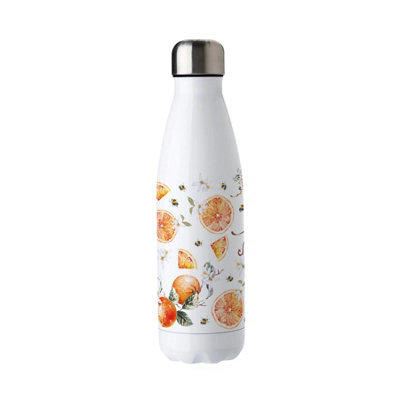 Purely Home Tangerines Stainless Steel Water BottleSummer Fruits & Flowers PresentsDouble Walled 500Ml Metal Hot/cold Drinks Bottle from B&Q