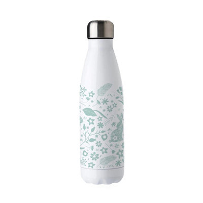 Purely Home Green Wild Rabbits Stainless Steel Water BottleGift For Animal LoversDouble Walled 500Ml Metal Hot/cold Drinks Bottle from B&Q