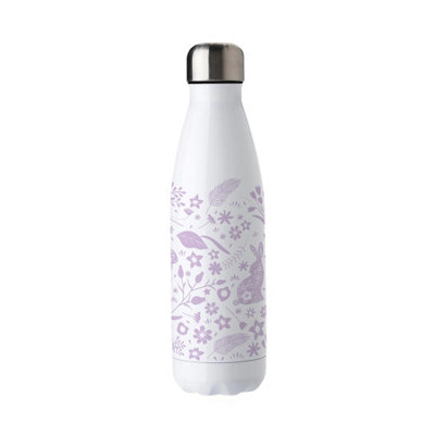 Purely Home Lilac Wild Rabbits Stainless Steel Water BottleFloral Gift For Animal LoversDouble Walled 500Ml Metal Hot/cold Drinks Bottle from B&Q