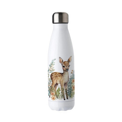 Purely Home Adorable Deer Stainless Steel Water BottleCountryside Baby Fawn/nature GiftDouble Walled 500Ml Metal Hot/cold Drinks Bottle from B&Q