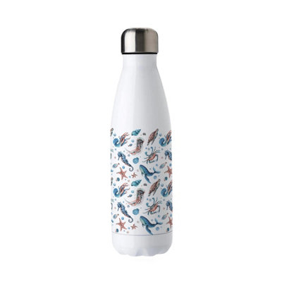 Purely Home Sea Life Stainless Steel Water BottleOcean Themed Coastal Creatures PresentsDouble Walled 500Ml Metal Hot/cold Drinks Bottle from B&Q