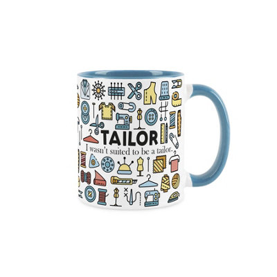Purely Home Tailor MugHumorous Suit Maker & Fitter Novelty Gifts For TailorsTea/coffee Hot Drinks Light Blue Ceramic Cup Present from B&Q