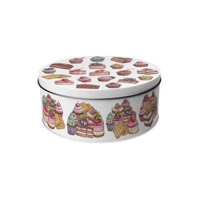 Purely Home Something Sweet Small Cake TinCupcakes & Brownies Kitchen GiftsRound Metal Storage Container For Baking 18 X 7Cm
