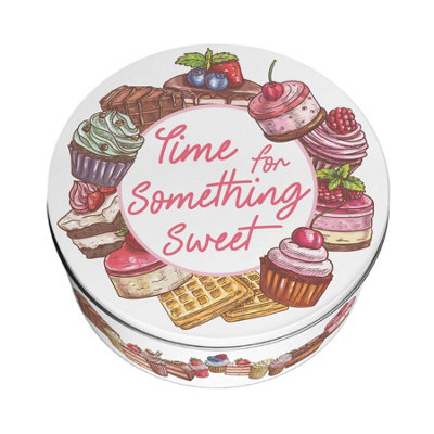 Purely Home Something Sweet Large Cake TinCupcakes & Brownies Kitchen GiftsRound Metal Storage Container For Baking 23 X 10Cm