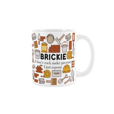 Purely Home White Brickie Mug - Humorous Brick Layer Novelty Gifts For Construction Workers - Tea/Coffee Hot Drinks Ceramic Cup Present