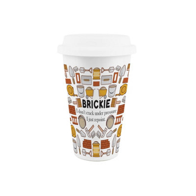 Purely Home Brickie Ceramic Travel MugBrick Layer Gifts For Construction WorkersReusable Silicone Lid Double-Walled Insulated Flask from B&Q