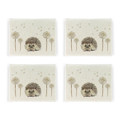 Purely Home Hedgehogs & Dandelions Placemat SetHome & Kitchen Décor Wildlife GiftSet Of Four (4) Fabric Table Placemats from B&Q