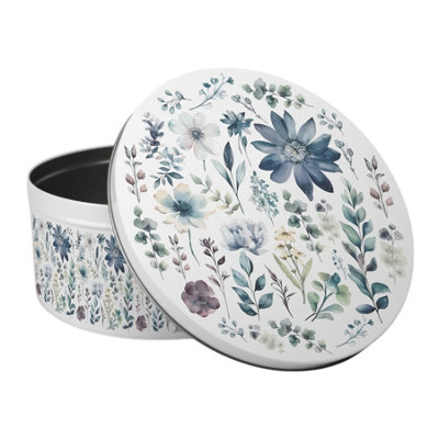 Purely Home Blue Pastel Flowers Large Cake TinFloral Kitchen Bakeware Gifts For HerRound Metal Storage Container For Baking 23 X 10Cm from B&Q