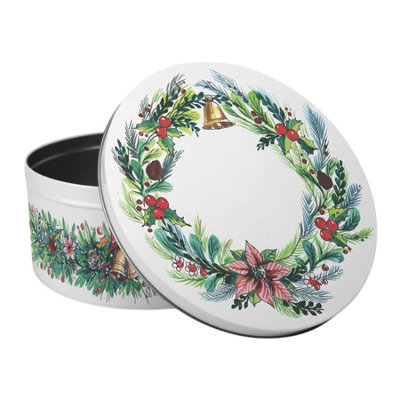 Purely Home Christmas Wreath Large Cake TinFestive Foliage Kitchen Bakeware GiftsRound Metal Storage Container For Baking 23 X 10Cm from B&Q