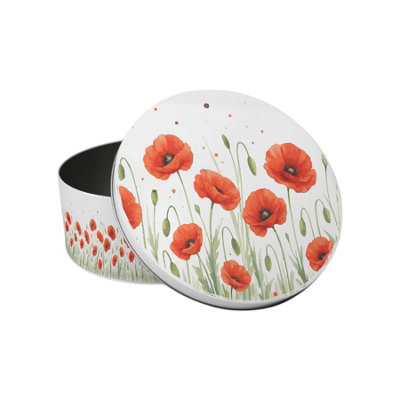 Purely Home Summer Poppies Small Cake TinRed & Green Floral Kitchen Bakeware GiftsRound Metal Storage Container For Baking 18 X 7Cm from B&Q
