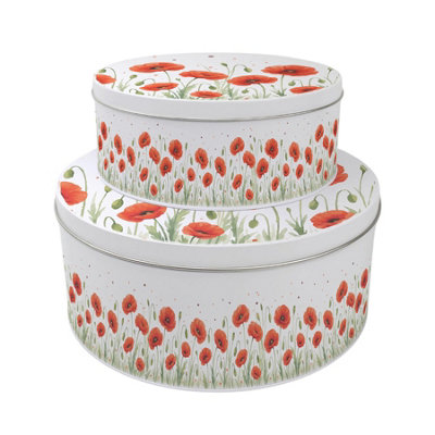 Purely Home Summer Poppies Cake Tin Set - Multicoloured - Image 4