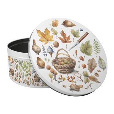 Purely Home Woodland Foraging Large Cake TinForest & Nature Themed Kitchen GiftsRound Metal Storage Container For Baking 23 X 10Cm from B&Q