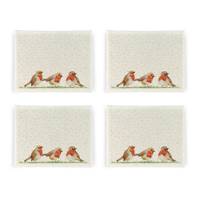Purely Home Robins Placemat SetHome & Kitchen Décor Bird GiftSet Of Four (4) Fabric Table Placemats from B&Q