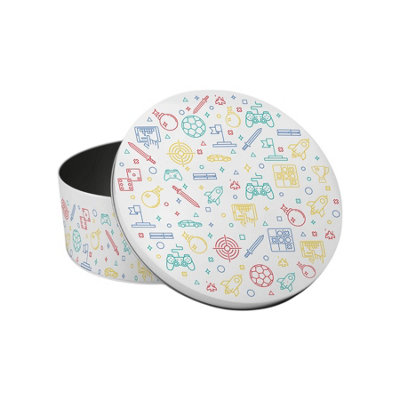 Purely Home Gaming Icons Small Cake TinPatterned Kitchen Bakeware Gifts For GamersRound Metal Storage Container For Baking 18 X 7Cm from B&Q