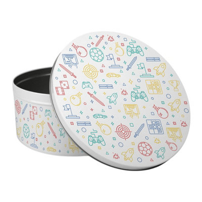 Purely Home Gaming Icons Large Cake TinPatterned Kitchen Bakeware Gifts For GamersRound Metal Storage Container For Baking 23 X 10Cm from B&Q