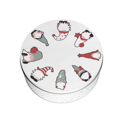 Purely Home Christmas Gonks Small Cake TinFestive Kitchen Bakeware Gifts For XmasRound Metal Storage Container For Baking 18 X 7Cm from B&Q