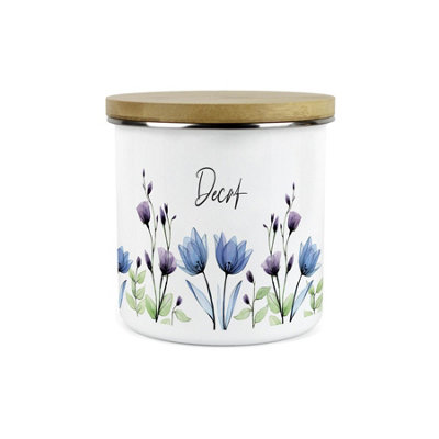 Purely Home Blooming Lovely Flowers Decaf CanisterPurple Floral Homewares Gifts1.2L Enamel Hot Drinks/food Kitchen Storage Container from B&Q
