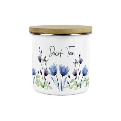 Purely Home Blooming Lovely Flowers Decaf Tea CanisterPurple Floral Homewares Gifts1.2L Enamel Hot Drinks/food Kitchen Storage Container from B&Q