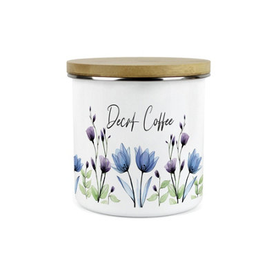 Purely Home Blooming Lovely Flowers Decaf Coffee CanisterPurple Floral Homewares Gifts1.2L Enamel Hot Drinks Kitchen Storage Container from B&Q