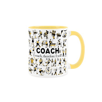 Purely Home Coach MugHumourous Trades Funny Novelty GiftYellow Tea/coffee Ceramic Cup Present For Sports Teachers & Coaches from B&Q