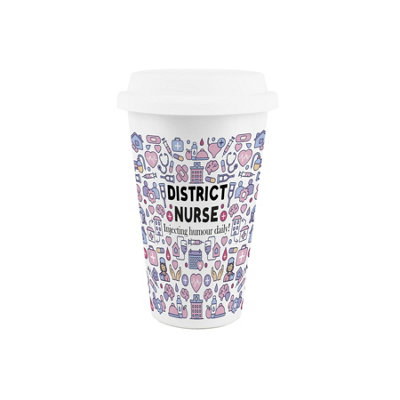 District Nurse Ceramic Travel Mug - Reusable Double-Walled Drinks Cup Gift - Image 3