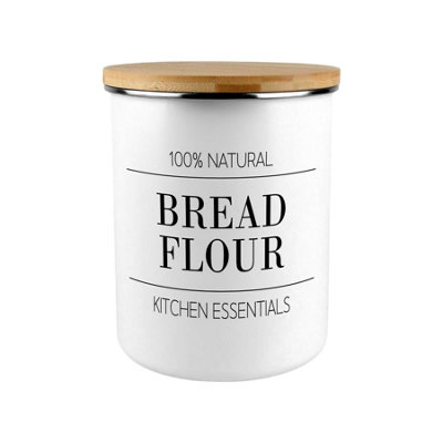 Minimalist Bread Flour Canister - Modern Black & White Home/Kitchen Large Enamel Food Storage Jar Gift - Image 4