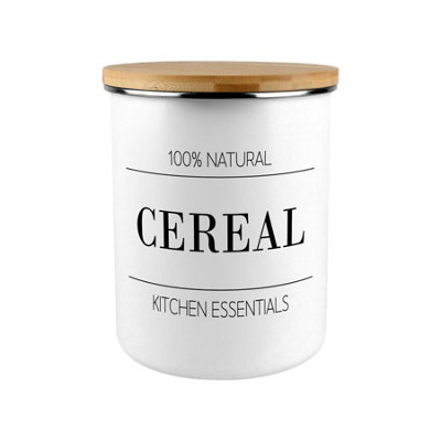B&Q -  Minimalist Cereal CanisterModern Black & White Home/kitchen Large Enamel Food Storage Jar Gift - Image 3