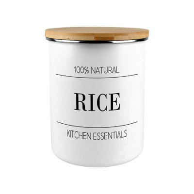 B&Q -  Minimalist Rice CanisterModern Black & White Home/kitchen Large Enamel Food Storage Jar Gift