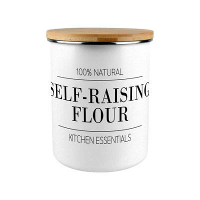 Minimalist Self-Raising Flour Canister - Modern Black & White Home/Kitchen Large Enamel Food Storage Jar Gift - Image 4