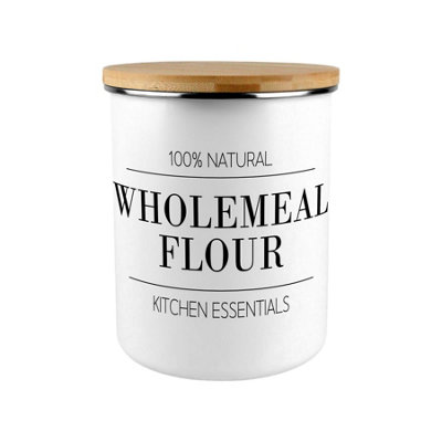 Minimalist Wholemeal Flour Canister - Kitchen Large Enamel Food Storage Jar Gift - Image 4